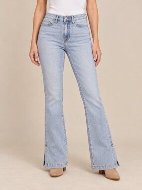 Judy Blue Light Wash Slim Bootcut Stretch Jeans 5/27 Side Slit Hem